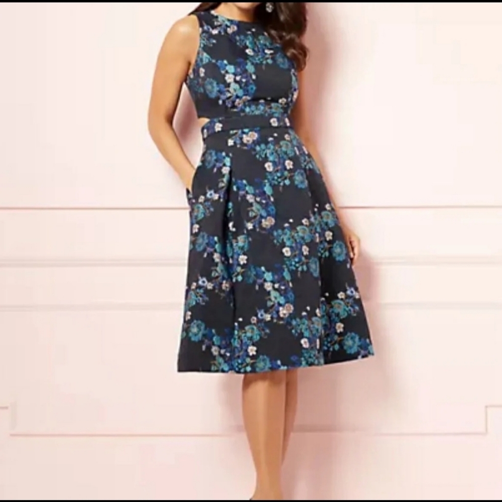 Eva Mendes floral embroidered cutout zipper Dress
